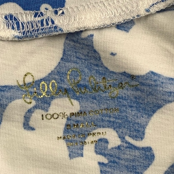 Lilly Pulitzer S Elephant Blue White 3/4‎ Sleeve Neck 100% Pima Cotton Dress - Picture 7 of 14